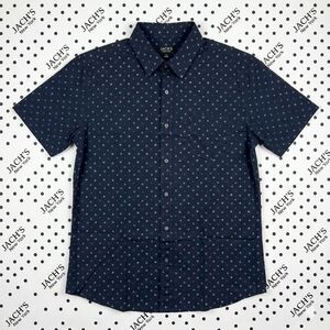 MEN'S - JACHS NY  Navy Blue Micro Floral Short Sleeve Button Down Shir